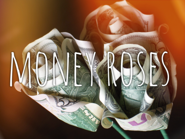 Origami dollar bill roses
